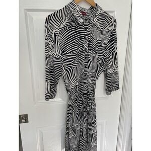 Merona Women's Black & White Animal Print Geometric Collar & Button Up Dress XXL